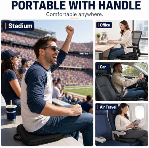 Sojoy 3 in 1 Foldable Gel Seat Cushion Featured with Memory Foam Breathable Seat Cushion for Pressure Relief (Size: 18.5“ x 15" x 2"，Black Mesh) - Image 5
