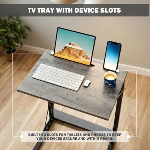 Folding TV Tray Table, Adjustable Height TV Trays for Eating on Couch - Image 4