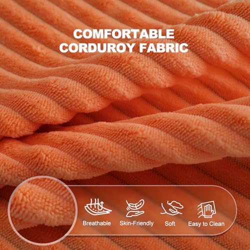Giant Bean Bag Chair for Adults, Oversized Floor Lounge Chair with Armrests | Orange, soft corduroy and resilient foam for living rooms, bedrooms, reading nooks, gaming rooms, movie nights, and pets - Image 7