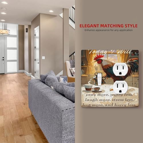 Decorative Outlet Covers Vintage Funny Chicken Rooster 2 Gang Combination 1 Toggle/1 Duplex Light Switch Cover Gfci Wall Plate Electrical Receptacle Switchplate for Kitchen Decor - Image 7