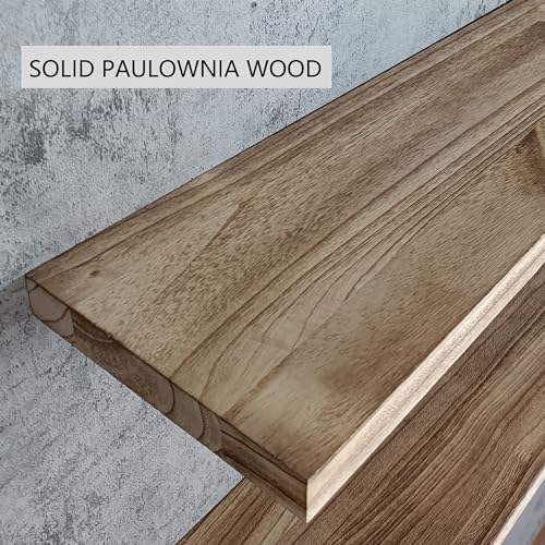 72 inch Long Floating Shelves for Wall,Solid Wood Long Wall Shelves Set of 2,Brwon Wooden Wall Mounted Shelf,Wall Bookshelf Bathroom Shelves - Image 5