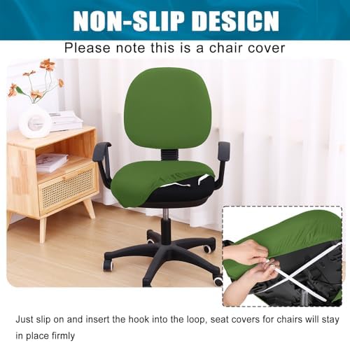 Smiry Stretch Printed Office Computer Desk Chair Covers for Seat & Backrest | Stretch Fit, Soft Fabric Universal Washable Removable, Anti-Dust Rotating Chair Slipcovers Protector - Image 3