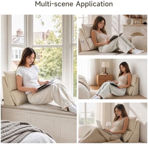 Reading Pillow for Bed, Cream Corduroy Backrest Pillow - Image 2