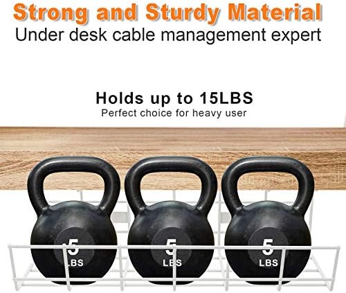 Under Desk Cable Tray - 2 Pack Cable Raceway for Wire Management. Metal Wire Organizer for Office, Studio and Home. Super Sturdy Cord Organizer for Desk - White Cable Management Under Desks - Image 4