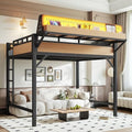 KEIKI Full Size Loft Bed Frame with Storage Shelves & Pegboard, Heavy Duty Metal Loft Bed with USB Ports and LED Lights for Teens Adults Guest Rooms Apartments Study Spaces & Modern Bedrooms by KEIKI