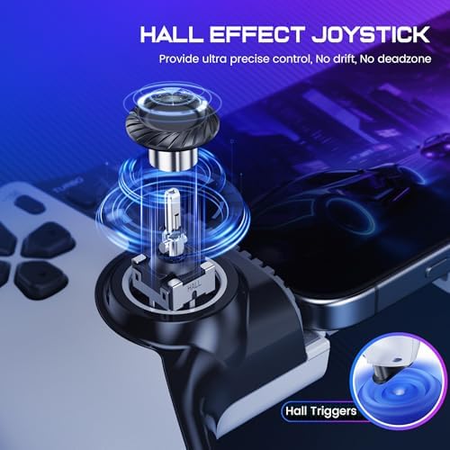 KICKDOT Wireless Phone Controller for iPhone/Android/iPad mini with Hall Joystick, LED Mobile Gaming Controller for iOS Support Xbox Cloud, Steam Link, GeForce Now, Arcade,Call of Duty, Roblox - Image 2