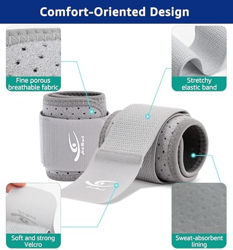 HiRui Wrist Brace (2 PCS) - Adjustable Compression for Carpal Tunnel Arthritis Tendonitis Sprain Pain Relief | Wrist Support Wrist Wraps for Both Hands, Ideal for Sports & Gym Workouts (Gray) - Image 4