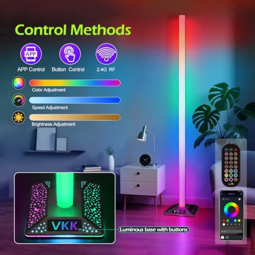 RGB+IC Floor Lamp, RGB Color Lamp with 3 Controls (3-Section, 1 Pack) - Image 2