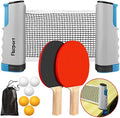 FBSPORT Ping Pong Paddle Set, Portable Table Tennis Set with Retractable Net,Rackets,Balls and Carry Bag for Indoor/Outdoor Games by FBSPORT