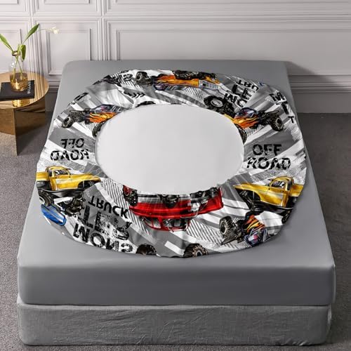 AILONEN Kids Boys Monster Truck Bedding Twin XL Size,Cartoon Truck Fitted Sheet Set Decor,Car Colorful Soft Vehicle Truck Kids Fitted Sheet with 2 Pillowcases,3 Pieces - Image 5