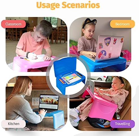 Folding Lap Desk - Foldable Table for Work, Study, Gaming, Arts, Crafts, School - Collapsible Laptop Tray with Storage Compartment - Portable Writing Station for Kids, Adults (Blue) - Image 6