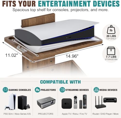 2-Tier Floating TV Wall Shelf With Video Game Storage, Controller Holder - Image 3