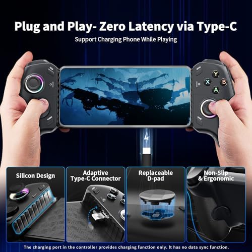 AceGamer Mobile Gaming Controller for iPhone 15 Series/Android(USB-C), Plug & Play Phone Controller with Hall Effect Joysticks/Trigger, Turbo/Progammable, Remote Gamepad for Consoles, Cloud Game - Image 5