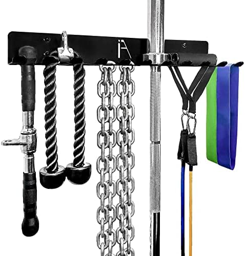 IRON AMERICAN USA Omega Beast Gym Storage Rack 11-Hook Heavy-Duty Gym Wall Organizer Gym Caddy Hanger - Gym Accessory Storage - Resistance Bands, Jump Ropes, Barbells, Lifting Belts, Cable Attachments by IRONAMERICAN