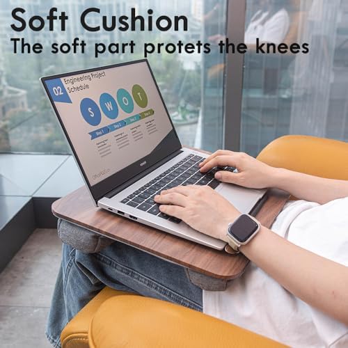 Portable Laptop Desk Fits Up to 16“ Laptops, with Tablet Slot, Built-in Cushion, Great for Home & Office,Lap Desk for Laptop,Lap Desk with Cushion (Brown, Medium) - Image 7