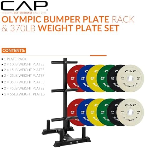 CAP 2-inch Olympic Bumper Plate Weight Set | 100-370 lbs | Multiple Colors | Storage Rack Optional - Image 2