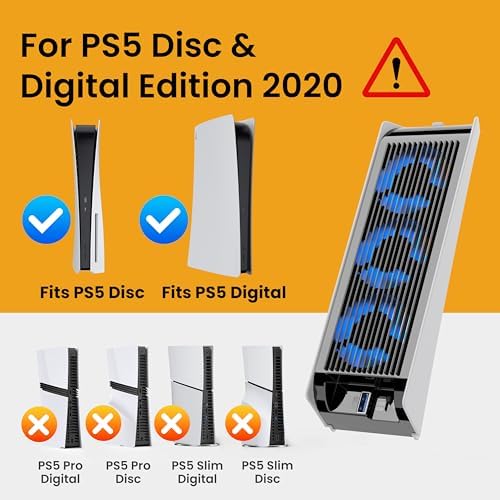 KIWIHOME Cooling Fan for PS5 2020, Quiet Cooler with Auto Speed USB3.0 - Image 2