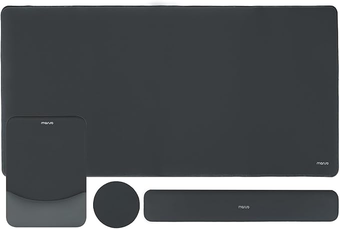 MOSISO Keyboard Mouse Pad Set, Large Gaming Mouse Pad&Keyboard Wrist Rest | Rectangular Mousepad with Wrist Rest&Coaster, Ergonomic Non-Slip&Easy Typing Pad with Curved Silicone Lining, Slate Gray by MOSISO