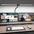 ShineTech LED Desk Lamp for Home Office, 5000K Bright Double Head Architect Task Lamps with Clamp, Dimmable Adjustable Flexible, Black by ShineTech