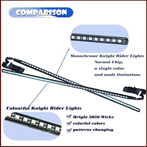 Juren RGB LED Knight Rider Scanner Light Strip 23inch 48-SMD Multicolored LED Flash Strobe Grille Light Car Truck Interior Exterior Lighting (Knight Rider Light) - Image 4
