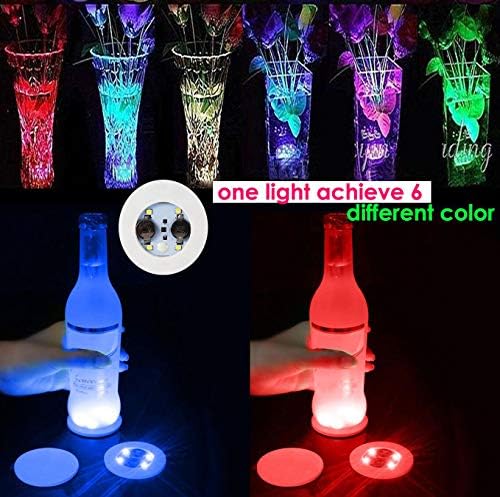 LED Coaster Discs,12 Pack Light Up Coasters,7Colors RGB LED Bottle Lights,Bottle Glorifier, LED Sticker Coaster Discs Light Up for Drinks, Flashing Shotb Light (Multicolor) - Image 3