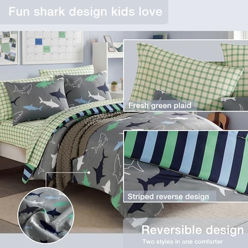 Full Size Comforter Set for Boys -7 Pieces Shark Full Size Bedding Sets - Image 5