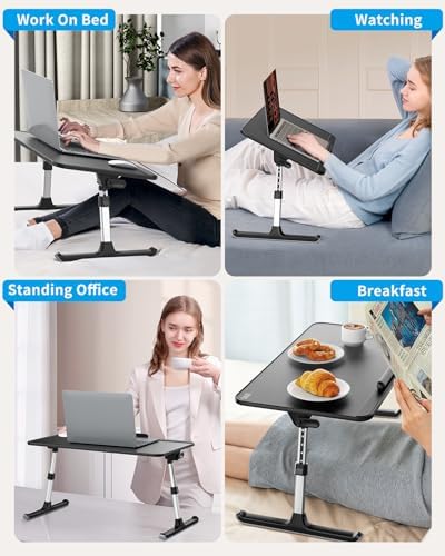 SAIJI Non-Slip Leather Laptop Bed Tray Table,Lap Desk with Laptop Stopper - Image 6