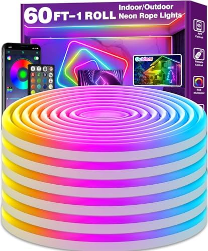 AILBTON 18m Smart Waterproof LED Neon Lights, Music Sync Color Changing, App & Remote Dual Control, High-Appearance Decor Lights for Multiple Scenes by AILBTON
