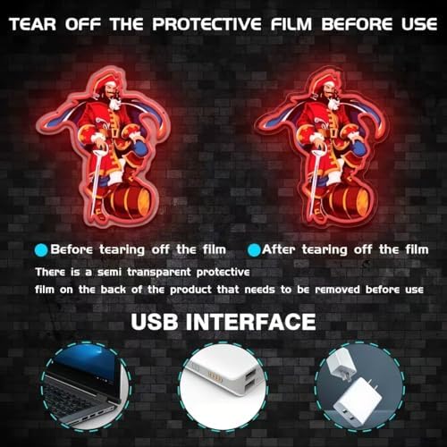 Captain Morga Neon Sign, Rum LED Neon Lights for Wall Decor Beer Signs for Man Cave Home Bar Beer Club Pub Bistro Party Decor Gift Dimmable USB Powered(15.74"*12.99") - Image 5