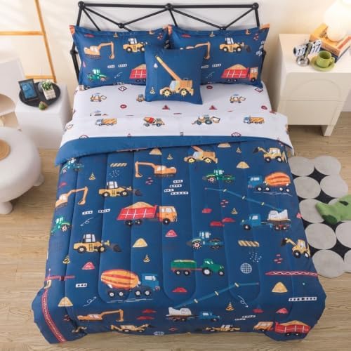 ADASMILE A & S 6 Pcs Construction Bedding Twin Kids Cartoon Truck Comforter by ADASMILEAS