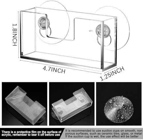 Cinnvoice 2 Pcs Window Mount Business Card Holder with Suction Cups Clear Card Holder Acrylic Single Pocket Organizer Display for Home Office(Rectangular,4.7 x 1.25 x 1.8 Inch) - Image 2