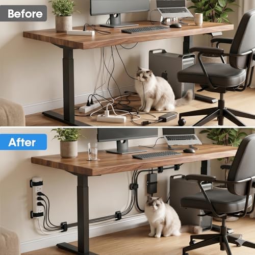 Cable Management Under Desk, Large Bundle Cord+Power Strip Organizer-8 Pair - Image 2