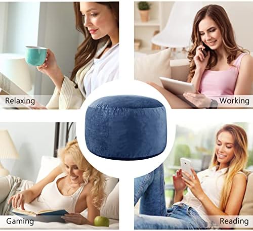 SHOUREN 3 Ft Bean Bag Chair,Bean Bag Chairs for Living Room,3 Foot,Navy | Bean Bag Chairs for Adults,Memory Foam Filling,Beanbag with Filler Included,Soft Velvet Cover,Pocket & Pull-Handle - Image 5