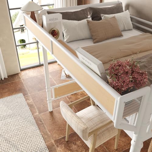 Bellemave Full Metal Loft Bed with Stairs and Desk for Kids,Adults,White - Image 6