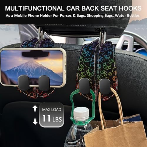 Blusabaca 2PCS Car Seat Headrest Hooks, Purses Bags Holder, Dog Paw - Image 3