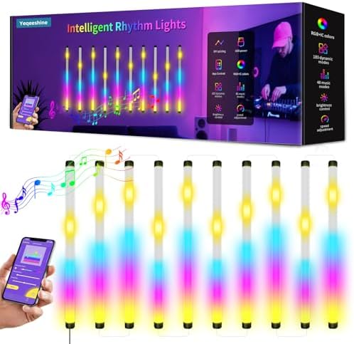 Music Sync LED Wall Lights, 10 Pack Independent Control RGB with App & USB, Beat Activated Lights for Gaming Room, Sensory Room, Party by Unknown