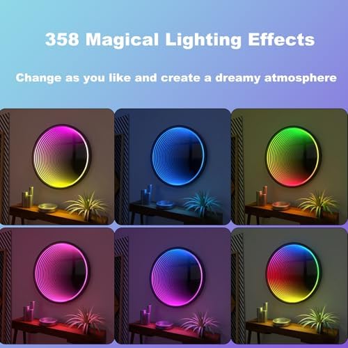 3D Infinity Mirror Light, 28in/70cm Circle RGB Tunnel Light, 358 LEDs - Image 5