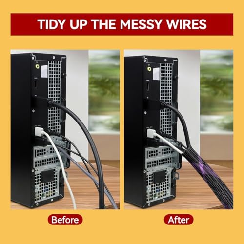 Braided Cable Sleeve, 16.4ft Expandable Mesh Cable Management Sleeve, Wear-Resistant Cord Protectors from Pets No Chew Flexible Wire Sleeving for Audio Video (Black and red, 5/8") - Image 5