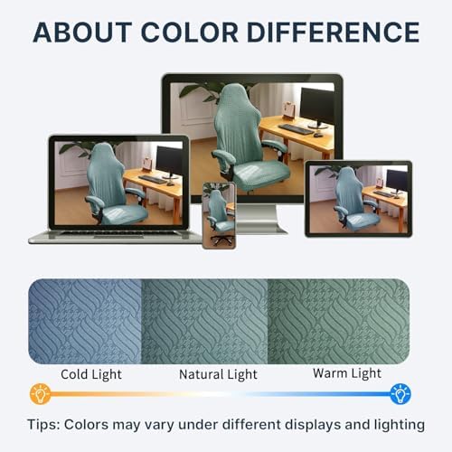 FORCHEER Green Gaming Chair Covers with Armrest Covers Stretch Jacquard Computer Game Chair Slipcover 4 Pieces Cat Scratch Proof Washable - Image 4