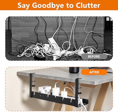 Under Desk Cable Tray, Clamp-On, 12-21.6in Expandable Metal Wire Organizer - Image 4