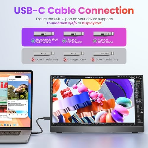 Upperizon Portable Monitor 15.6 inch FHD 87% sRGB 60Hz IPS HDR HDMI USB-C Travel Monitor for Laptop MacBook PC Surface PS5 Xbox, External Display with Kickstand & Speakers, VESA Compatible - Image 2
