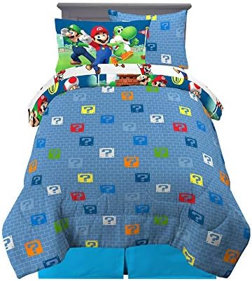 Super Mario Kids Bedding Set, Twin Size 5 Piece Comforter and Sheet Set with Sham, (Officially Licensed Product) by Franco - Image 2