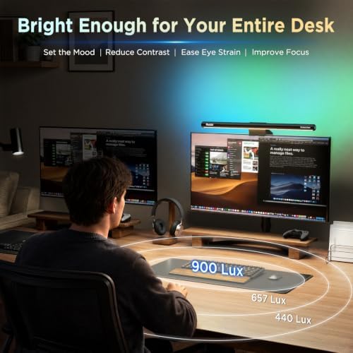 Quntis Monitor Light Bar 15.7 Inch, Eye Care Dual Light with 24 RGB Modes - Image 3