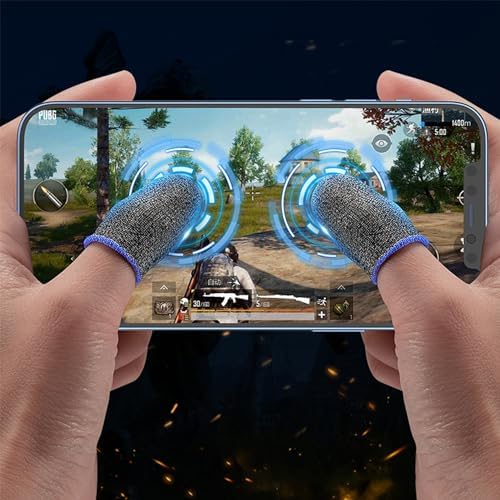 6 Pack Finger Sleeves for Gaming Compatible with All Touchscreen Devices Smooth Feel Anti-Sweat Extremely Thin Blue Edge - Image 6