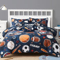 Boys Comforter Sets Full Size - 4 Pieces Sports Bedding Full Bedding Set by KaleidoSpaceHomeCollection