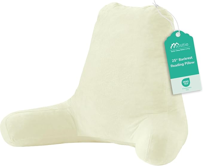 Sasttie Reading Pillow for Bed, Back Pillow for Sitting Up, Cream by SASTTIE