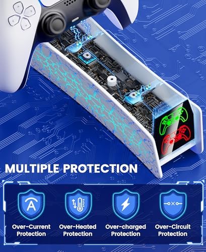 Charging Station for P S5 Controller, Fast DualSense Charger Dock with RGB Touch Control, Controller Indicator Light Stand Compatible with PlayStation 5 Dualsense Edge Accessories - Image 3