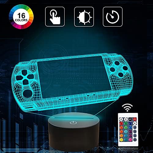 Attivolife Gameped 3D Illusion Lamp, Handheld Game Console Night Light with Remote Control + Timer 16 Color Change Lamps Kids Gamer Room Decor Plug in Cool Festival Birthday Gifts for Boys Men Child - Image 2