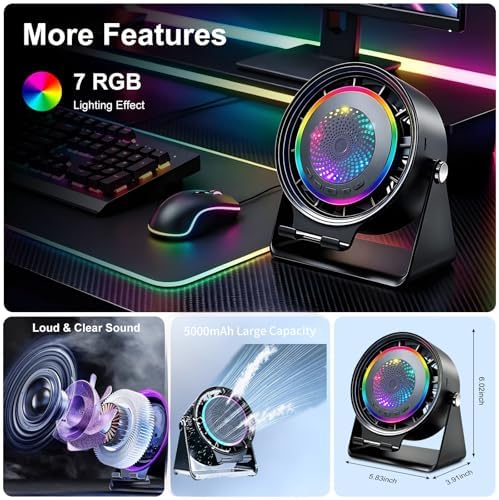 Bluetooth Speaker Desk Fan with Phone Stand & RGB Light - Image 6