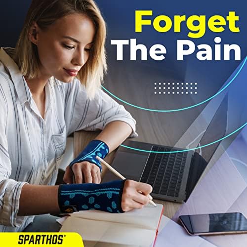 Sparthos Wrist Compression Sleeves (Pair), Carpal Tunnel Brace - Blue-L | Soft Wrist Support for Men & Women, Medical Grade Elastic, Hand & Forearm, Fits Left or Right, Arthritis Pain, Volleyball - Image 3